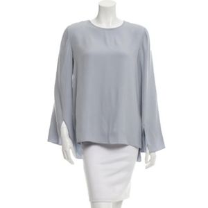 Adam Lippes Sz 6 Blue Crew Neck Bell Sleeve Top